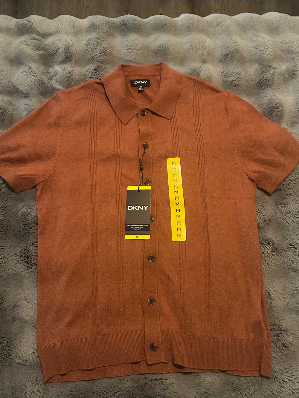 DKNY Men’s Short Sleeve Button Shirt - Rust Orange